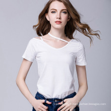 2017 T Shirt En Gros Chine Personnalisé T-Shirt Femmes À Manches Courtes Blanc Distressed T Shirts